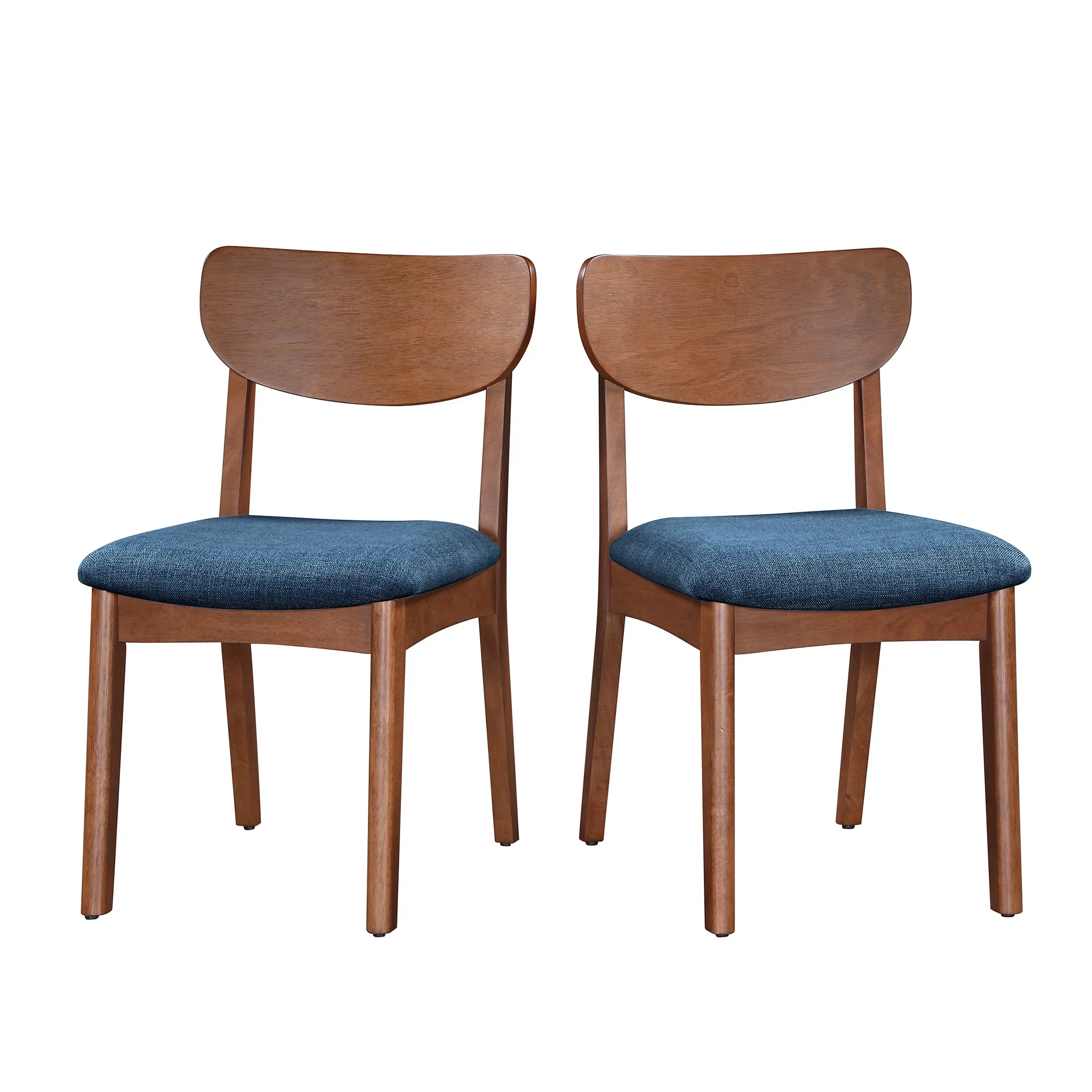 Better Homes & Gardens Greyson Mid-Century Dining Chairs, Black Faux Leather, Acorn Finish, Set of 2