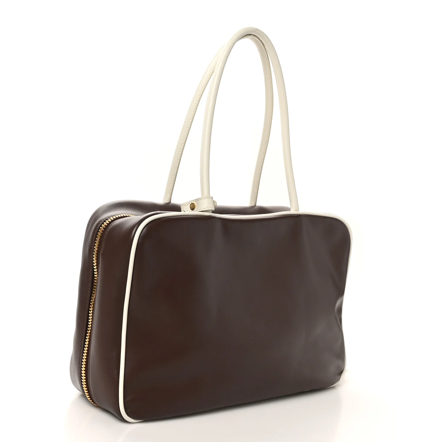 Soft Calf Softy Large Contrast Beau Top Handle Bag Radica White