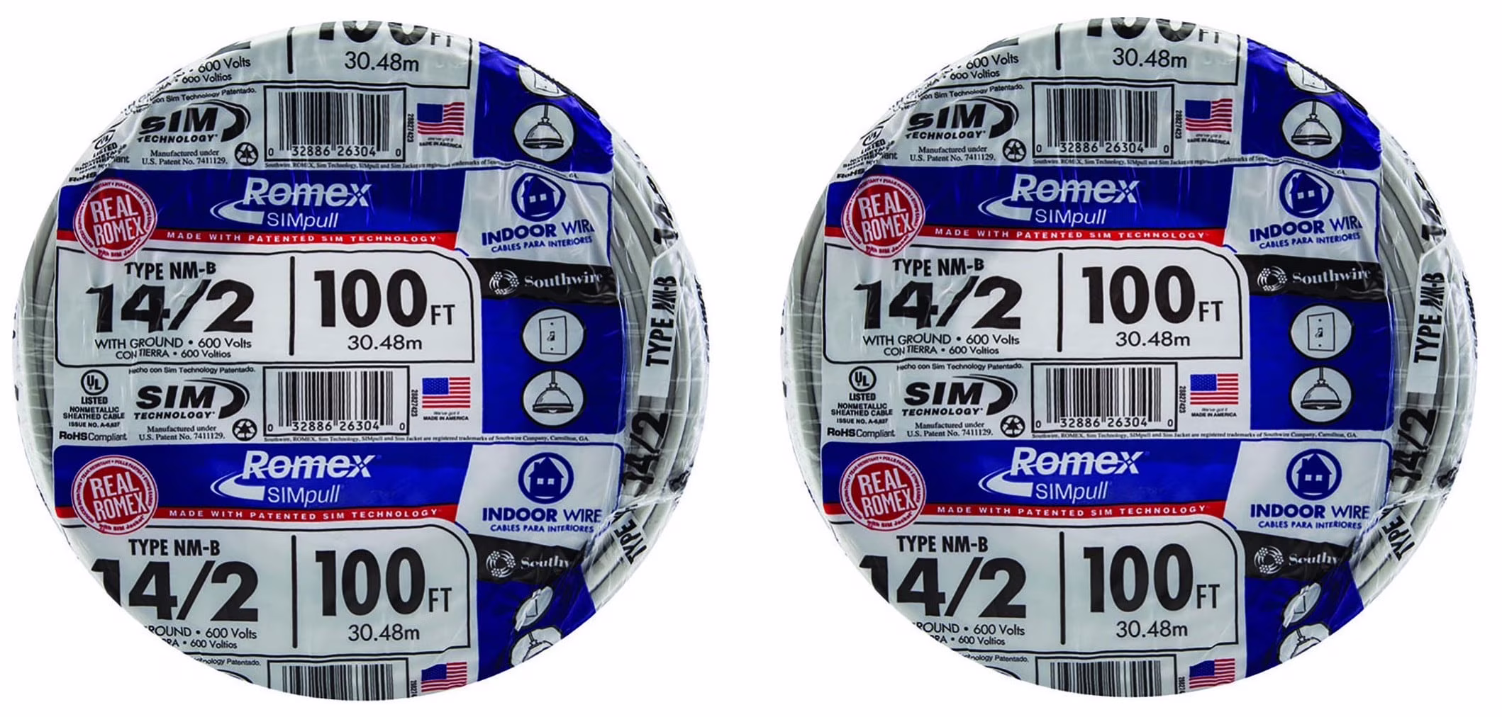 100' 14/2 w ground Romex brand SIMpull residential indoor electrical wire type NM-B 28827423, White(1) - Image 3