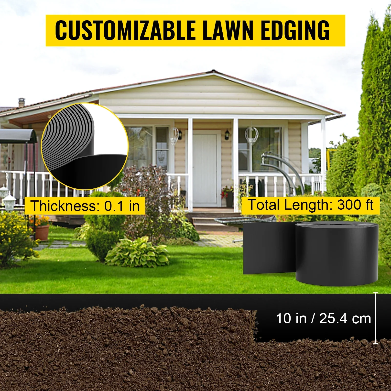 BENTISM Landscape Edging Terrace Board 80 ft Length 10 inch Depth Lawn Garden