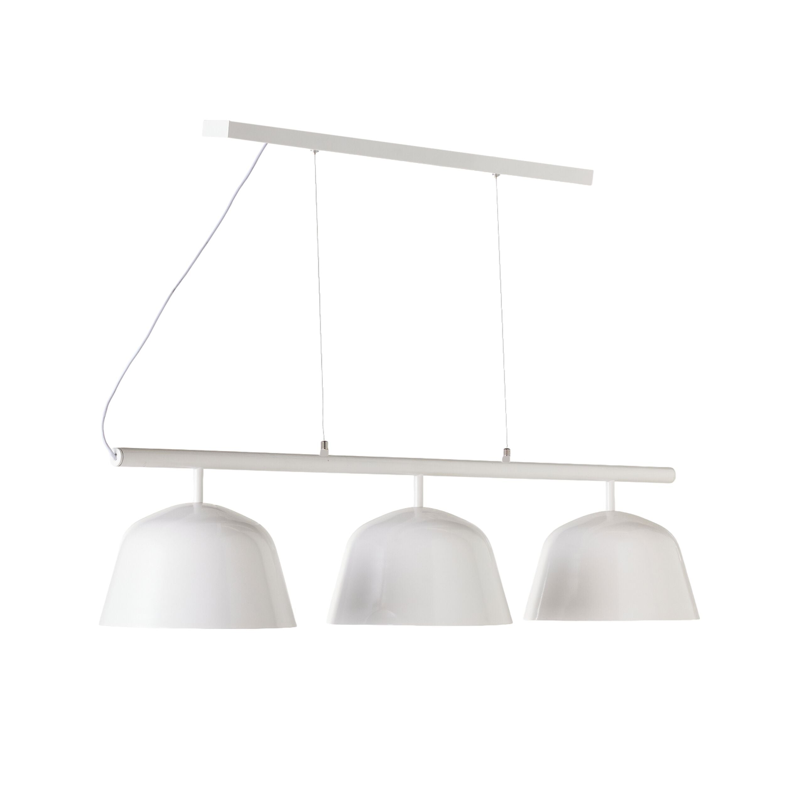 Anglesea 3 Light Metal Shade Pendant in White 120cm