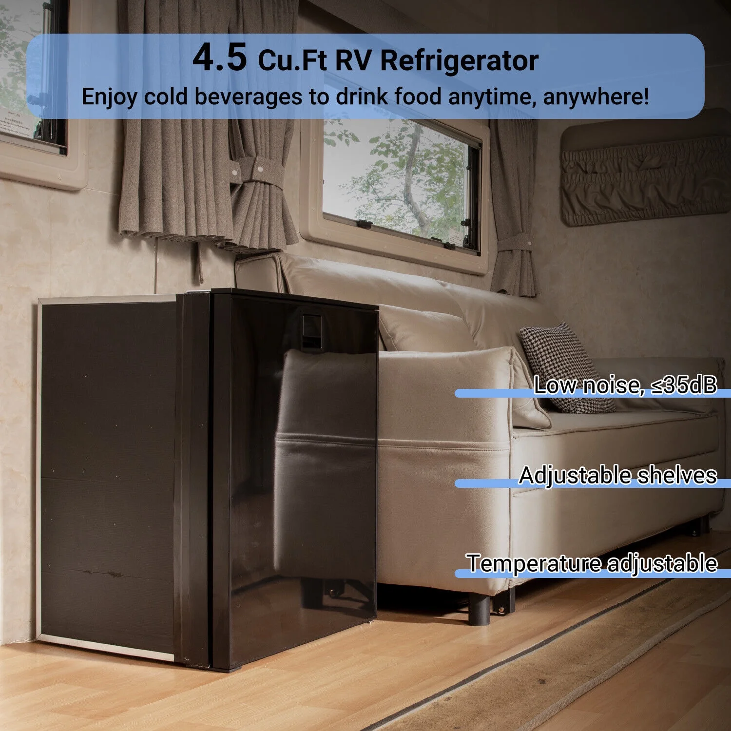 4.5 Cu ft/130L DC 12/24V RV Refrigerator with Freezer Compact Portable Fridge - Image 10