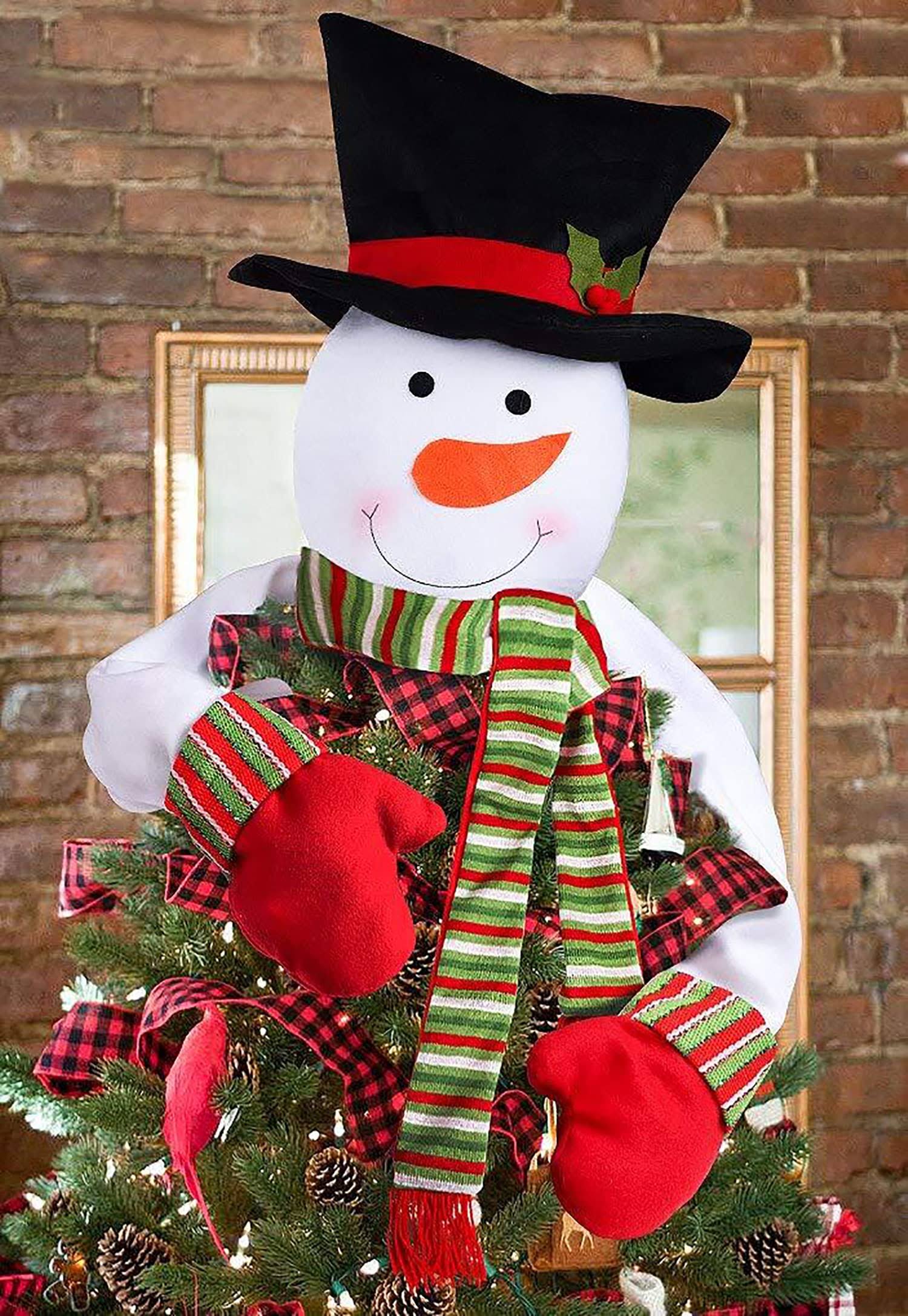 Luck Sea Christmas Tree Topper Snowman Hugger - Xmas Holiday Winter Wonderland Party Decoration Ornament Supplies