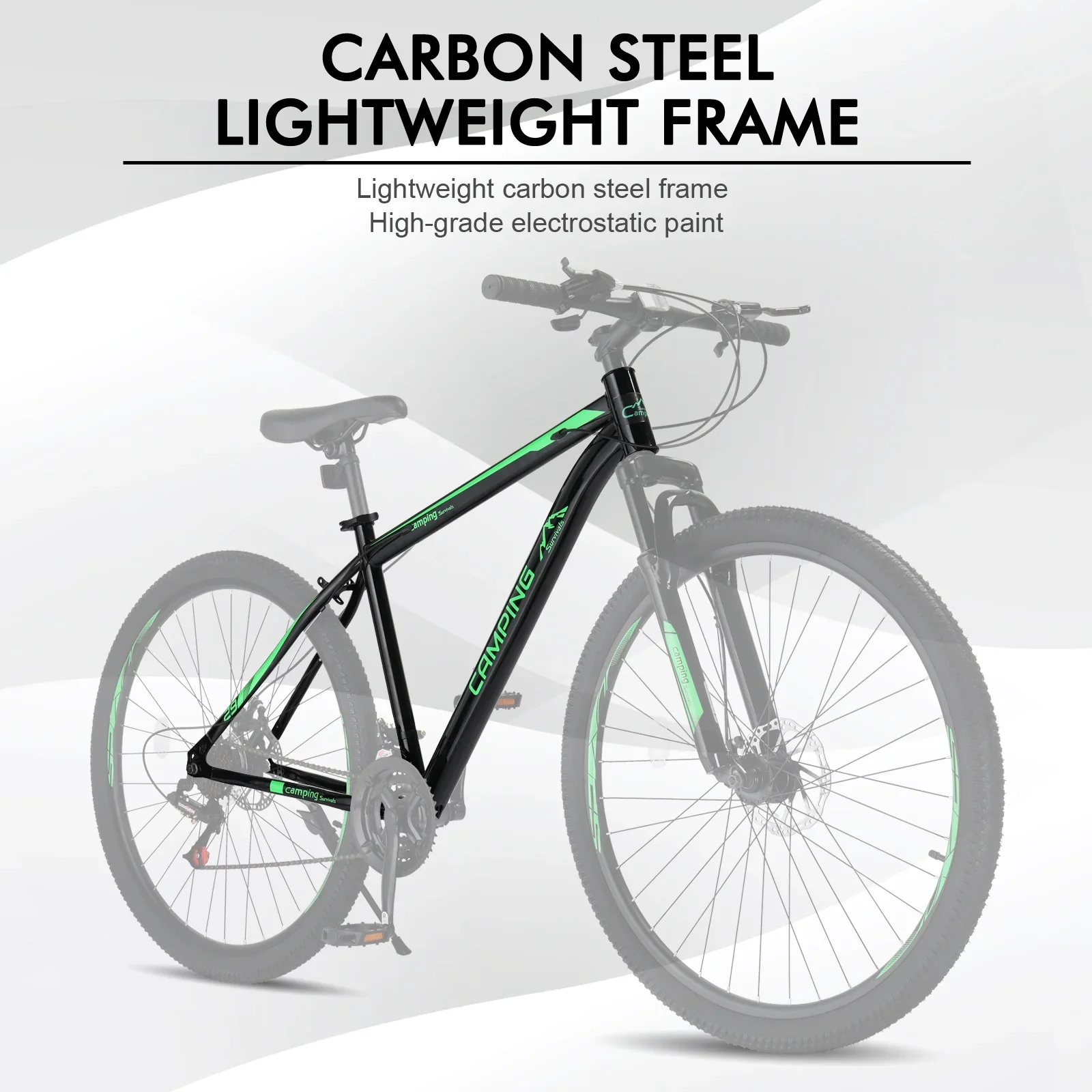 UBesGoo 29in Mountain Bike for Adult, 21 Speed MTB Bicycle for Men/Women, Dual Disc Brakes, Carbon Steel Frame, Black