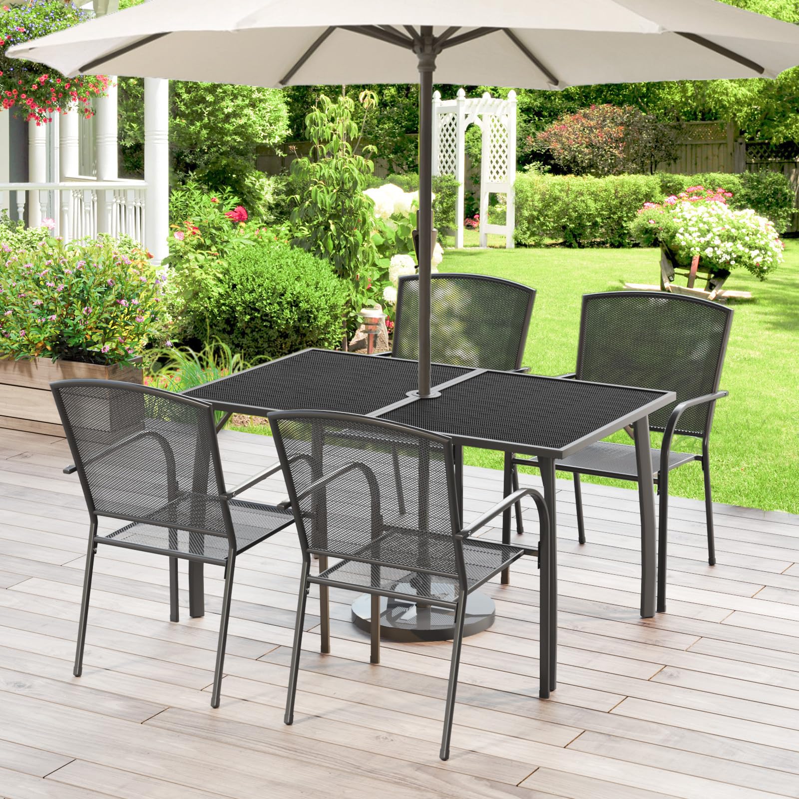 AECOJOY 51”x31” Metal Patio Dining Table Rectangular Outdoor Table with 1.73