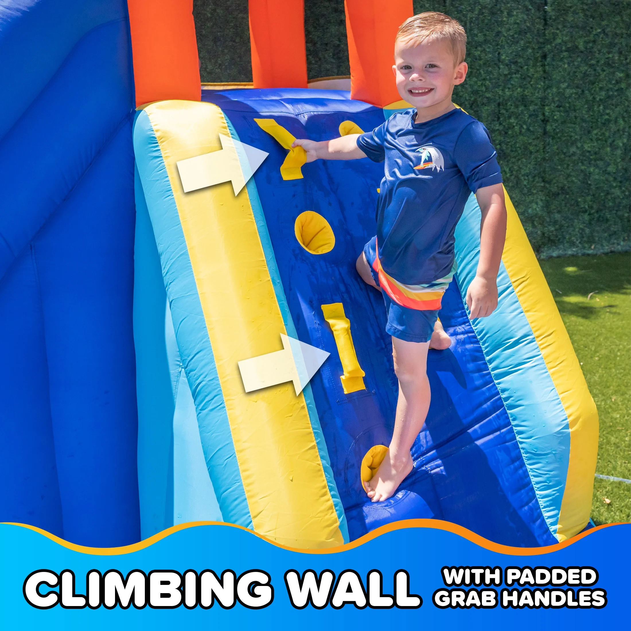 �?Big Wave II Inflatable Water Slide with Climbing Wall Splash Pool, Ages 3-8, Heavy Duty, ASTM Certified, Lifetime Warranty on Included Blower - Image 4