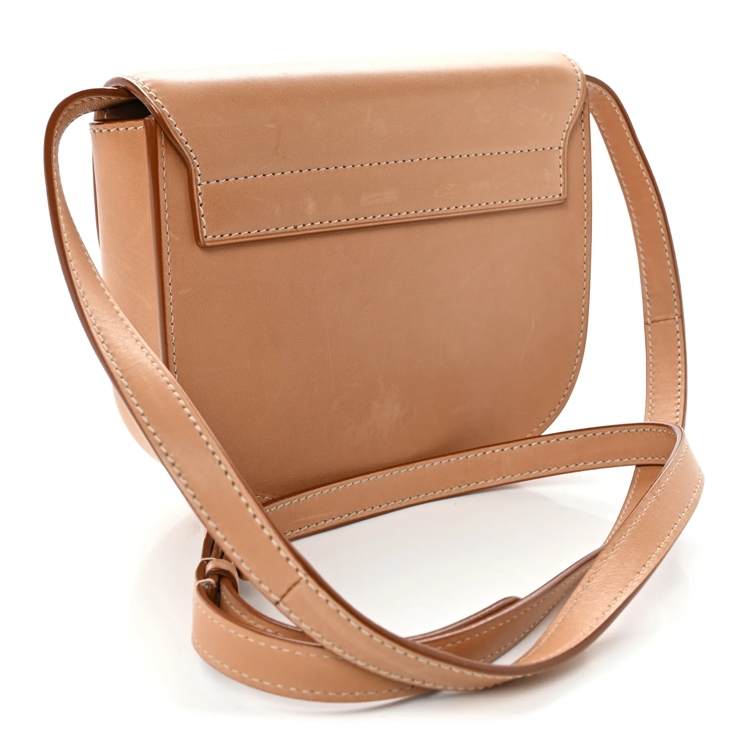 Smooth Vintage Calfskin Small Kaia Satchel Brown Gold