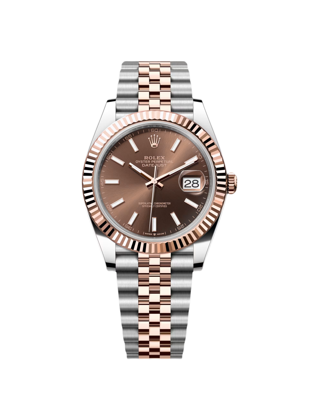 【Super Clone】RLX Datejust 41mm 126331 Chocolate Index Jubilee Steel and Everose Gold Watch