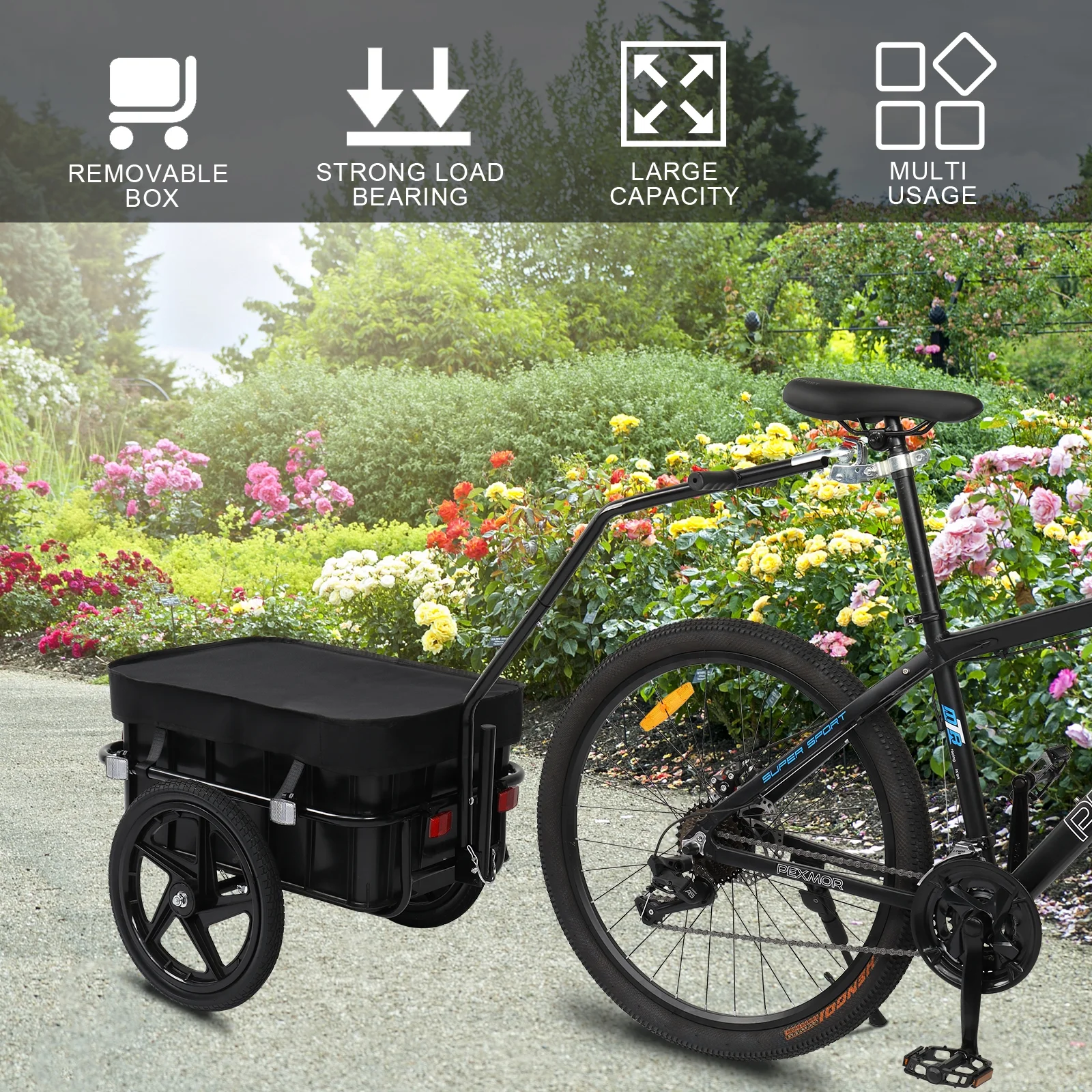 Bike Cargo Trailer, Bicycle Wagon Trailer W/Universal Coupler Waterproof Cover - Image 9