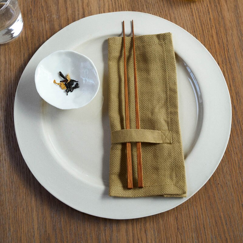 Serviett i bomull 20x20 cm 4 stk khaki