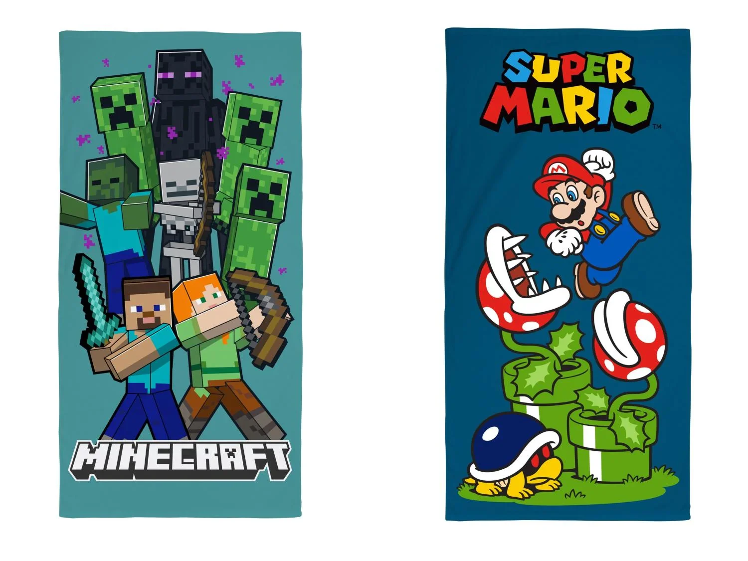 Serviette de plage enfant Super Mario ou Minecraft