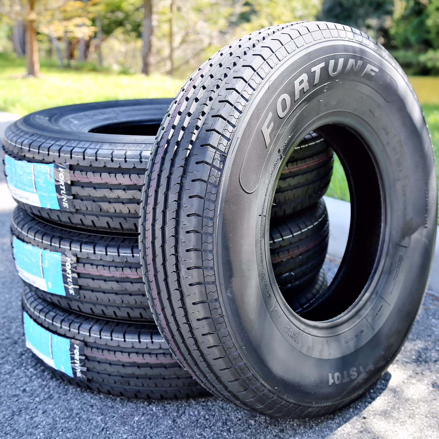 Set of 4 Fortune ST01 Steel Belted ST205/75R15 205/75R15 107/102M D 8 Ply Trailer Tires