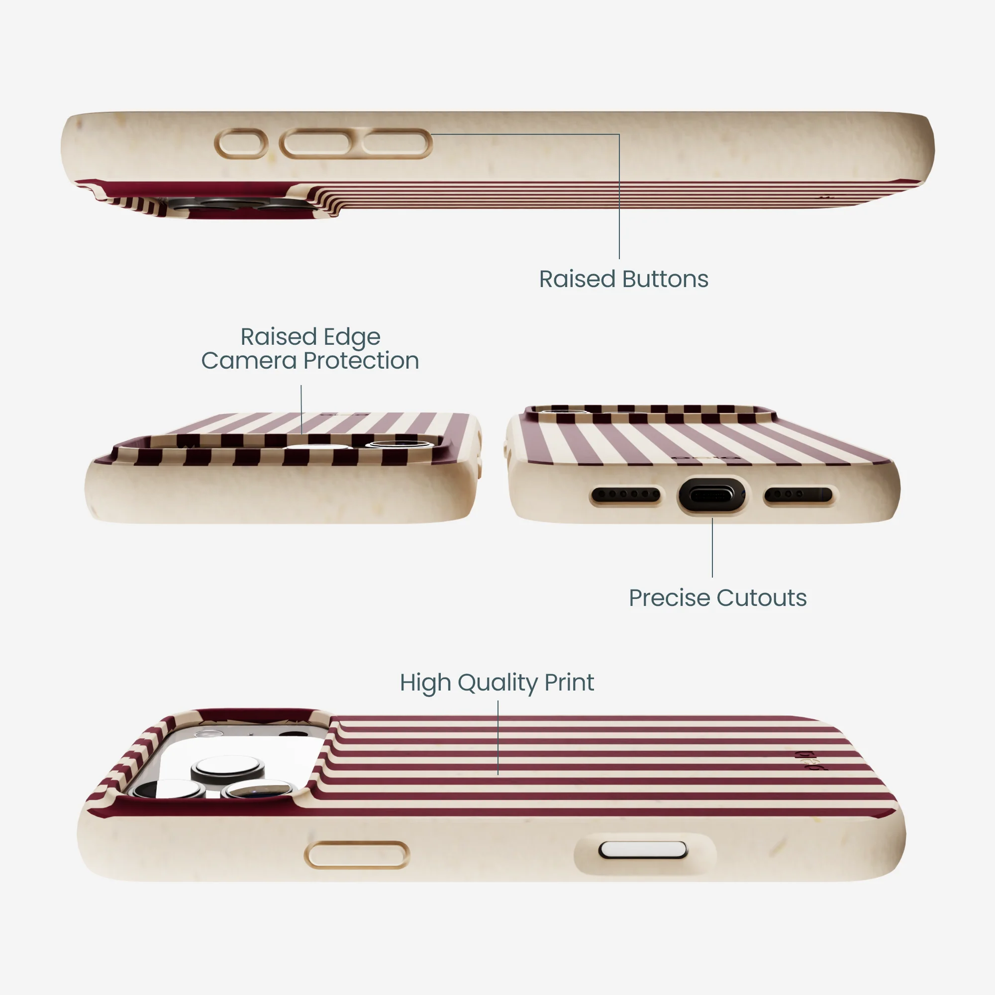 Seashell Small Wine Stripes iPhone 17 Pro Max Case
