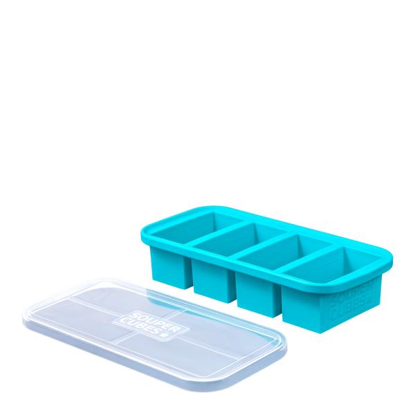 Fryseform med lokk silikon 1-cup 4x250 ml blå