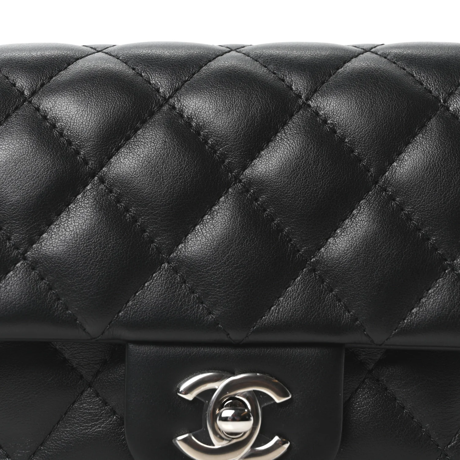 Calfskin Quilted CC Uniform Flap Belt Bag Black