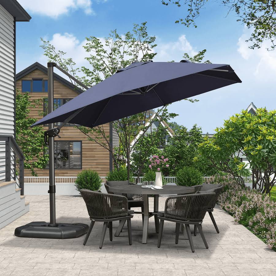 Patio Umbrella You'll Love | 8 / 9 / 10 / 9 x 11 / 10 x 13 ft | Purple Leaf 8' x 8' / Navy Blue