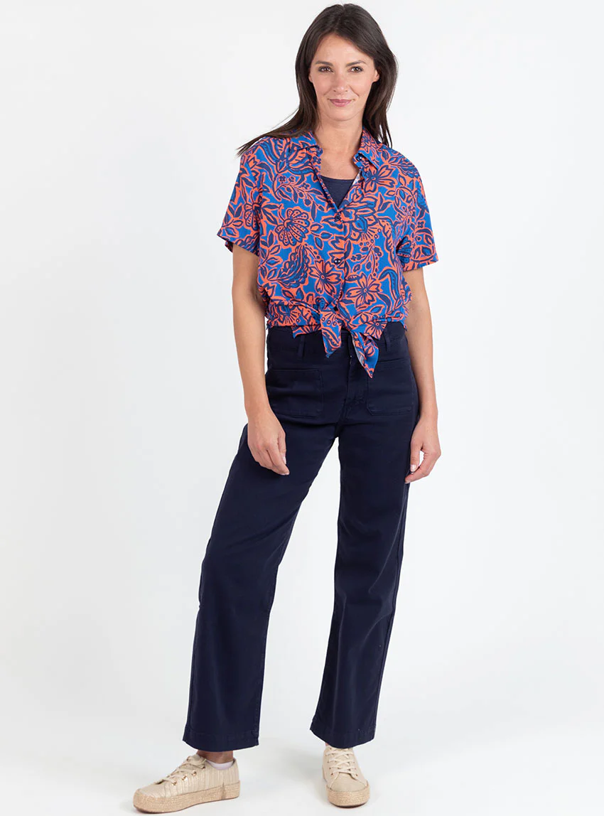 Pantalon femme 7/8ème bleu marine