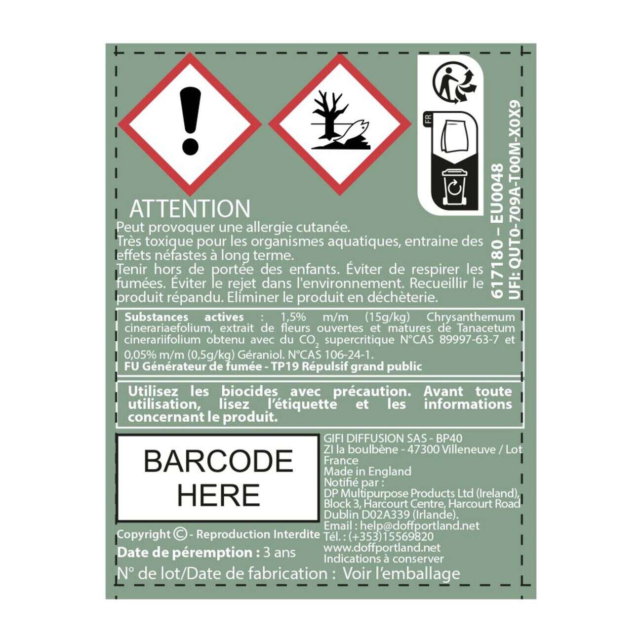 Lot de 12 papiers anti-moustiques à consumer