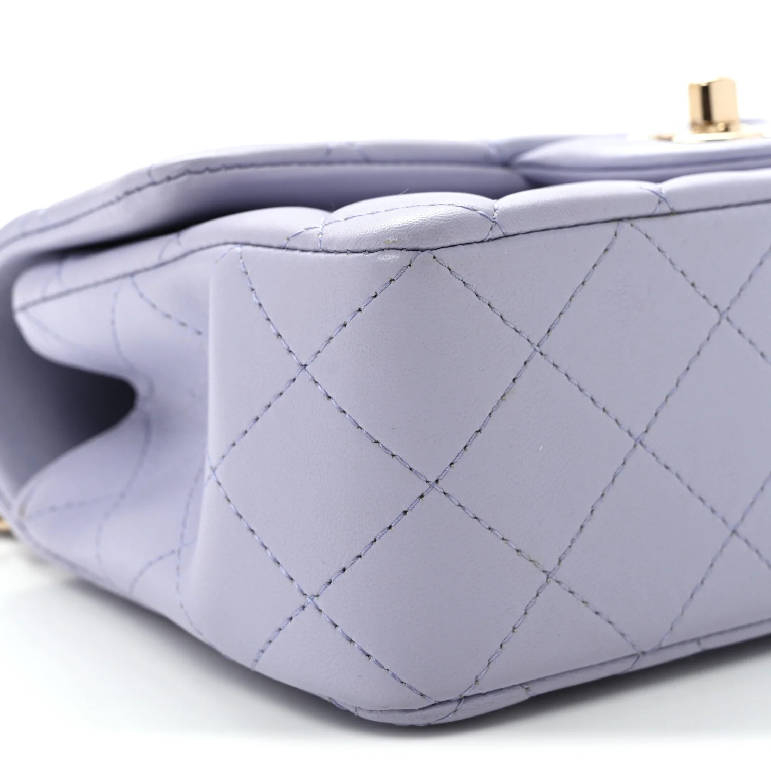 Lambskin Quilted Mini Top Handle Rectangular Flap Light Purple