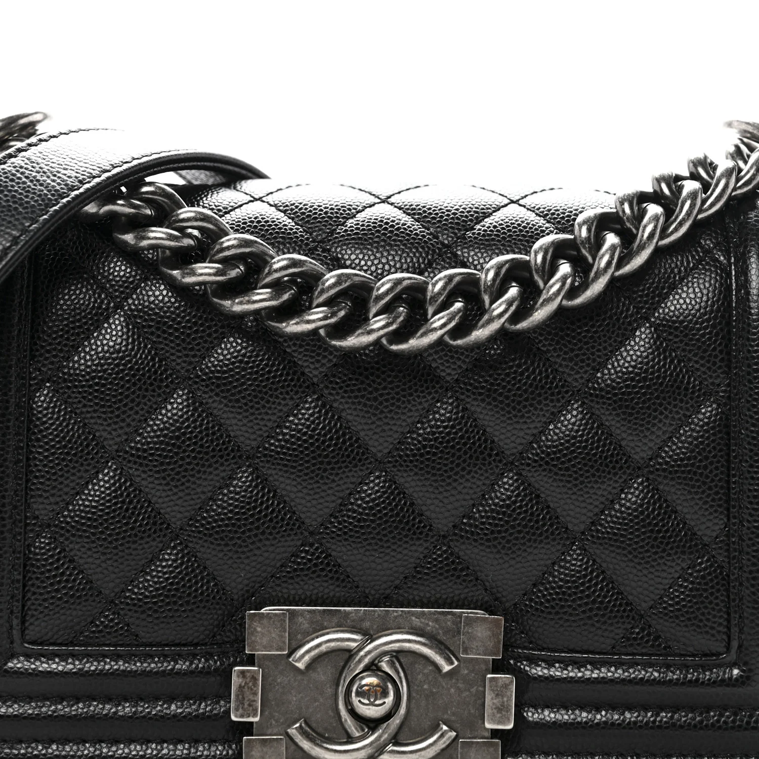 Caviar Quilted Small Boy Flap Black