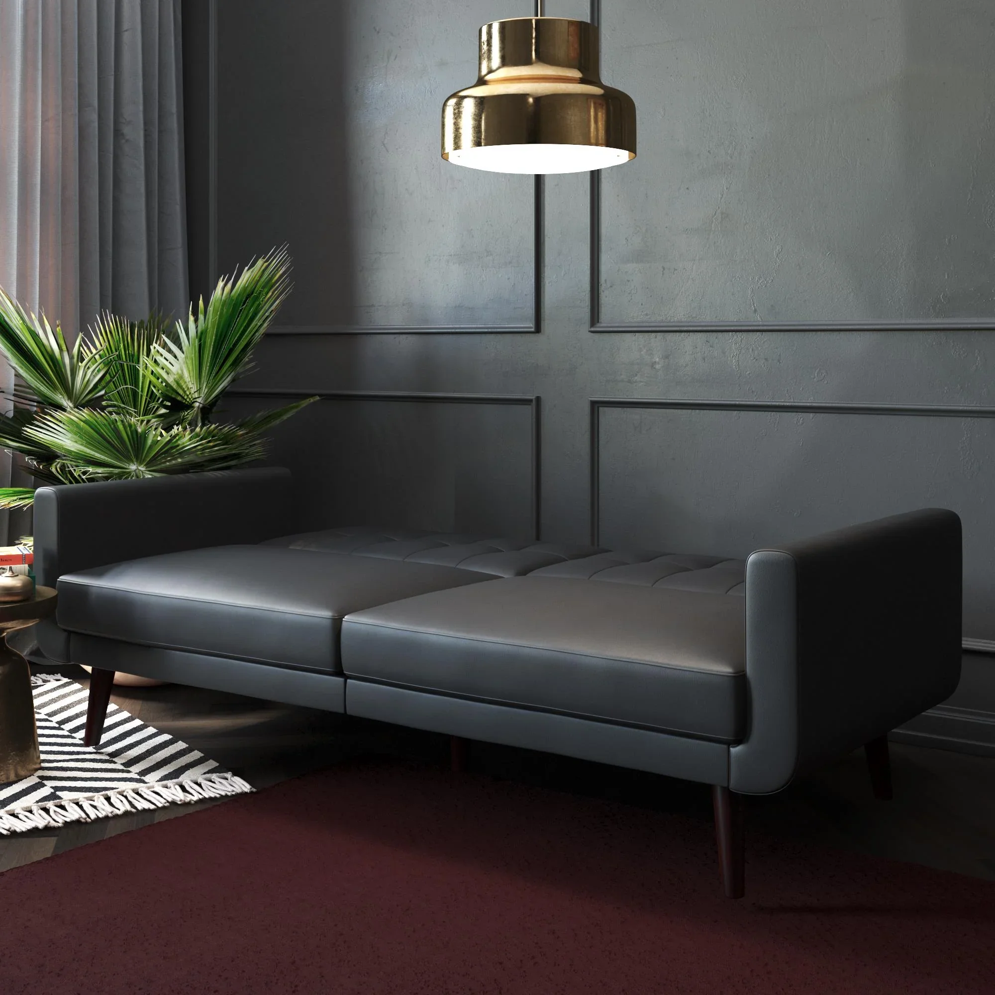 Better Homes & Gardens Nola Modern Futon, Camel Faux Leather