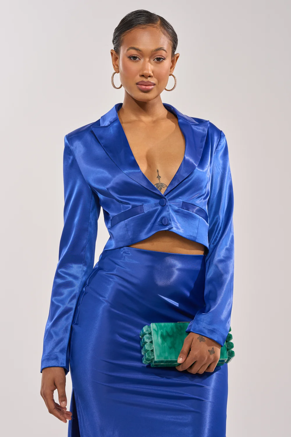 IN THE CLOUDS SATIN BLAZER - Akira Store