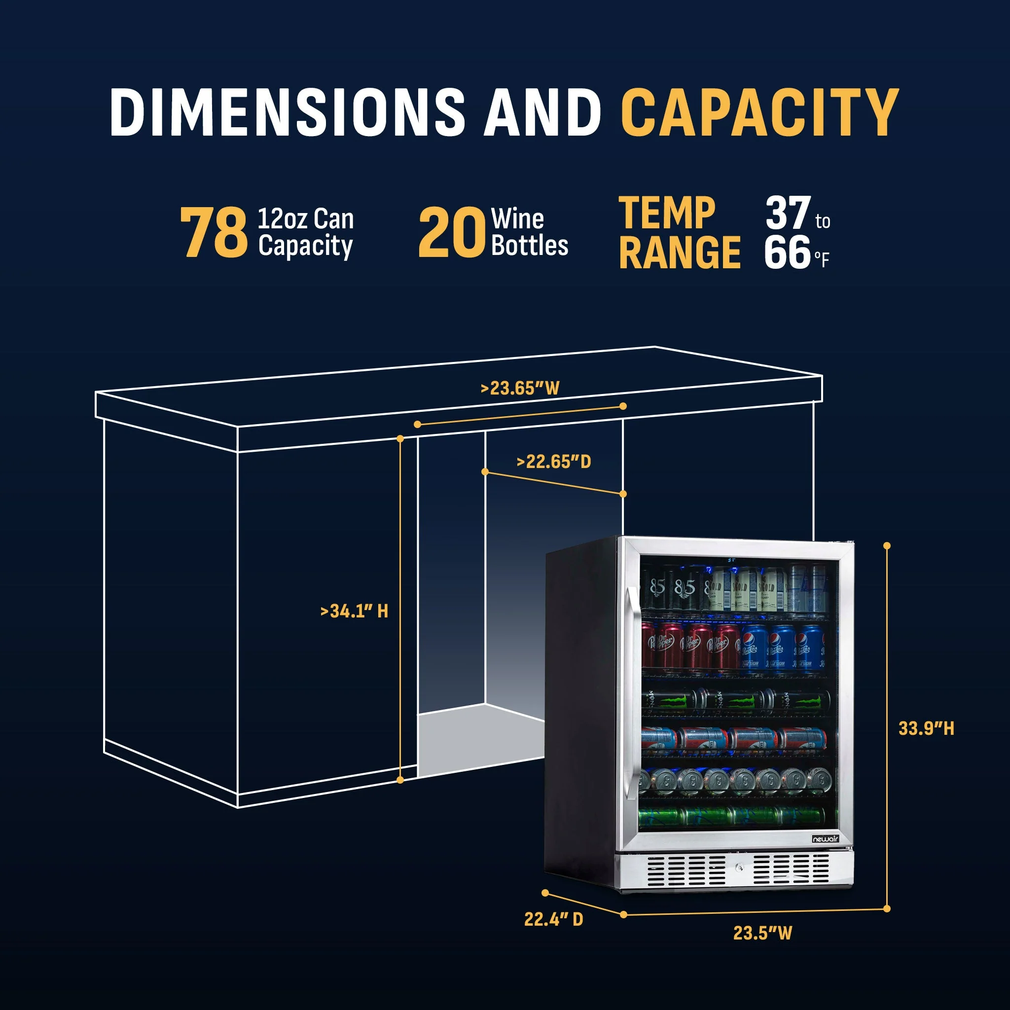 Newair 177-Can Built-In Beverage Fridge in Stainless Steel - 24