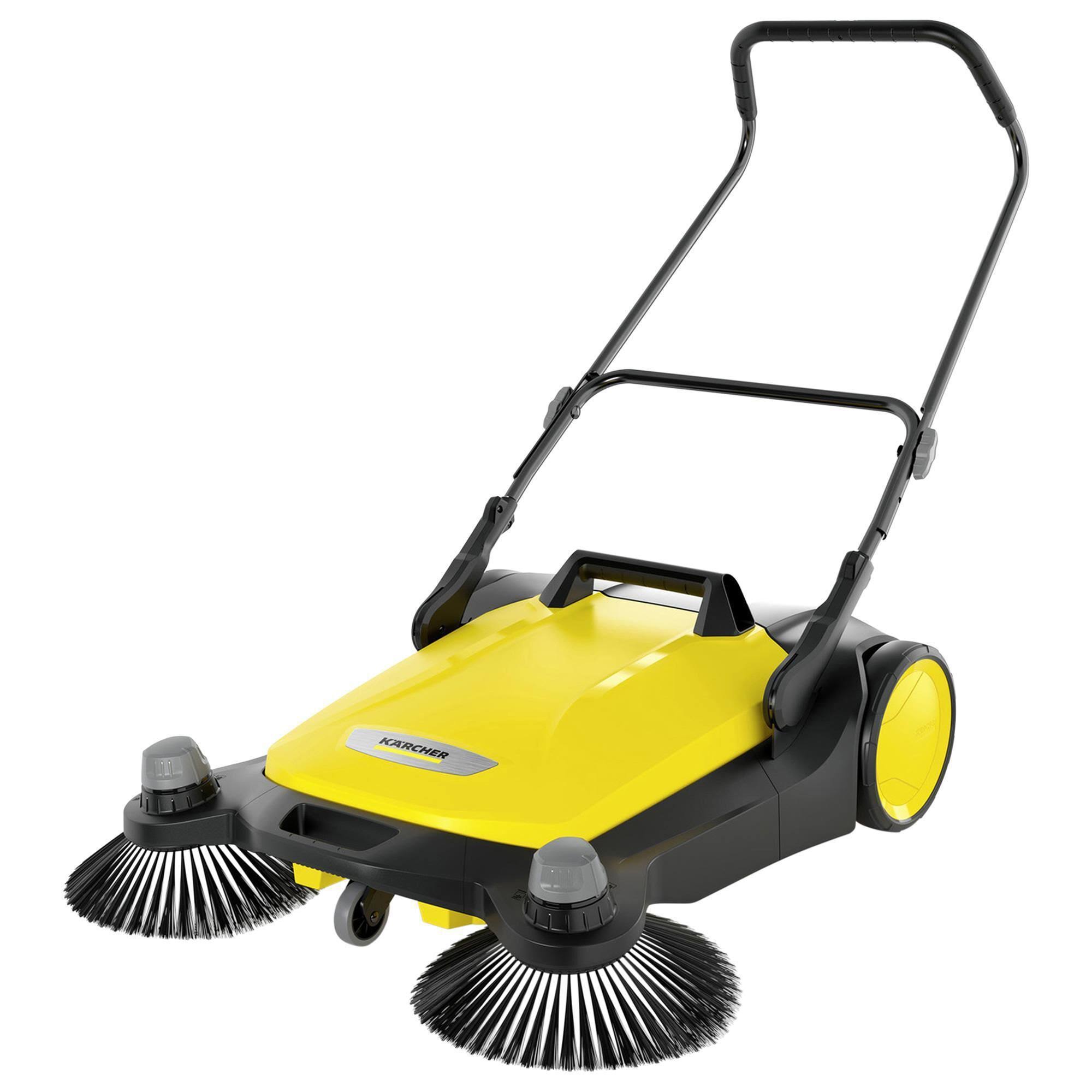 S 6 Twin Walk-Behind Outdoor Hand Push Sweeper - 10 gal. Capacity