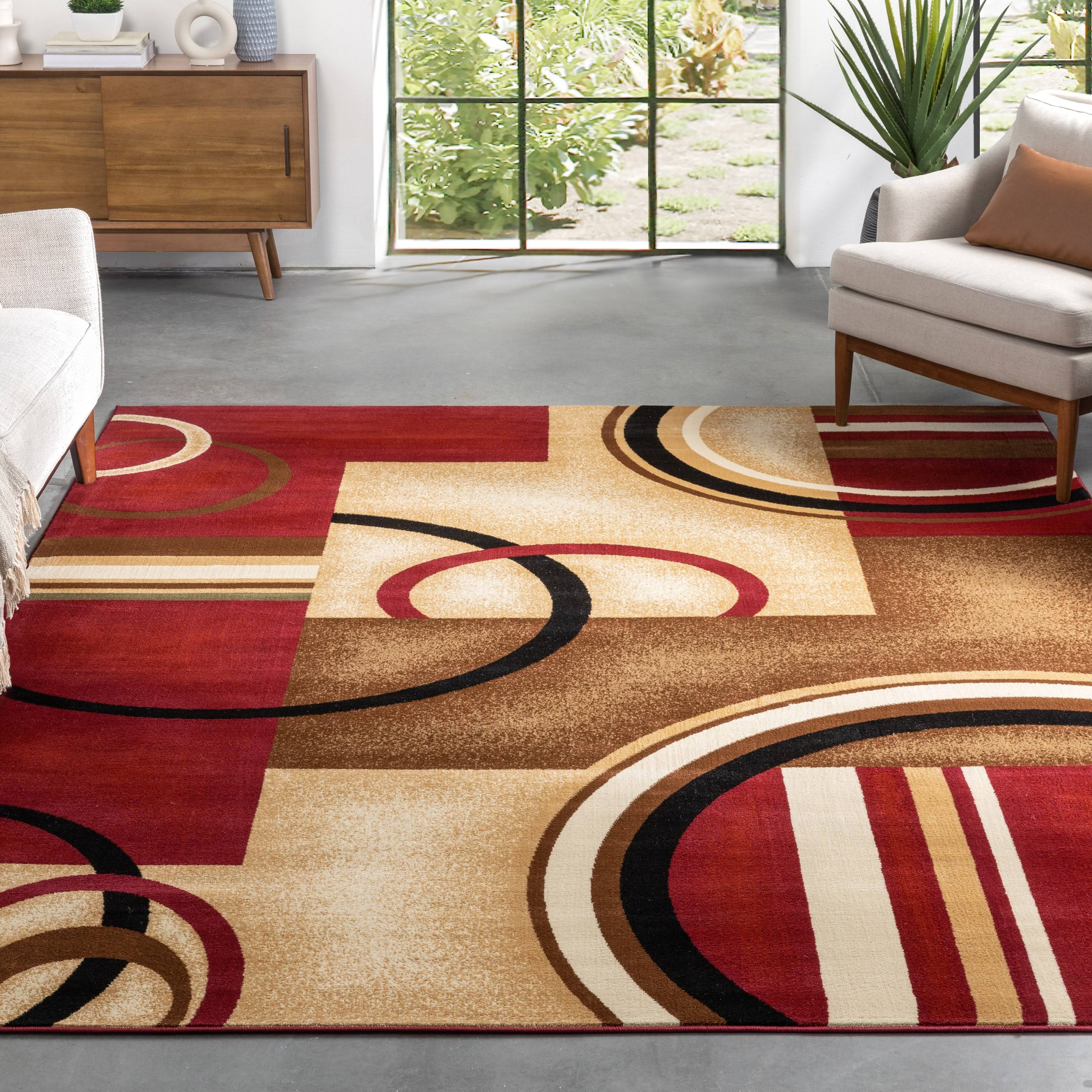 Well Woven Barclay Arcs & Shapes Modern Geometric Red 3'11