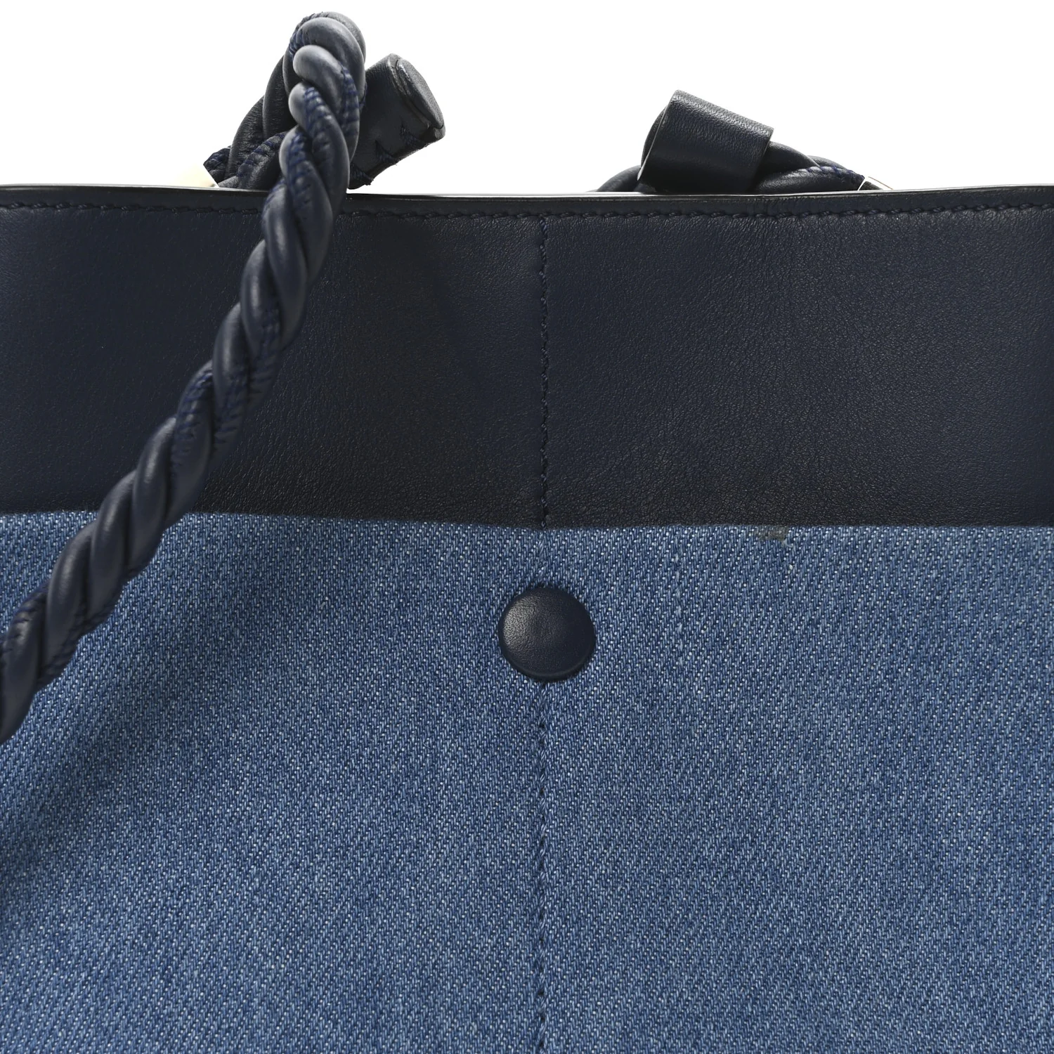 Linen Calfskin Small Key Bucket Bag Blue