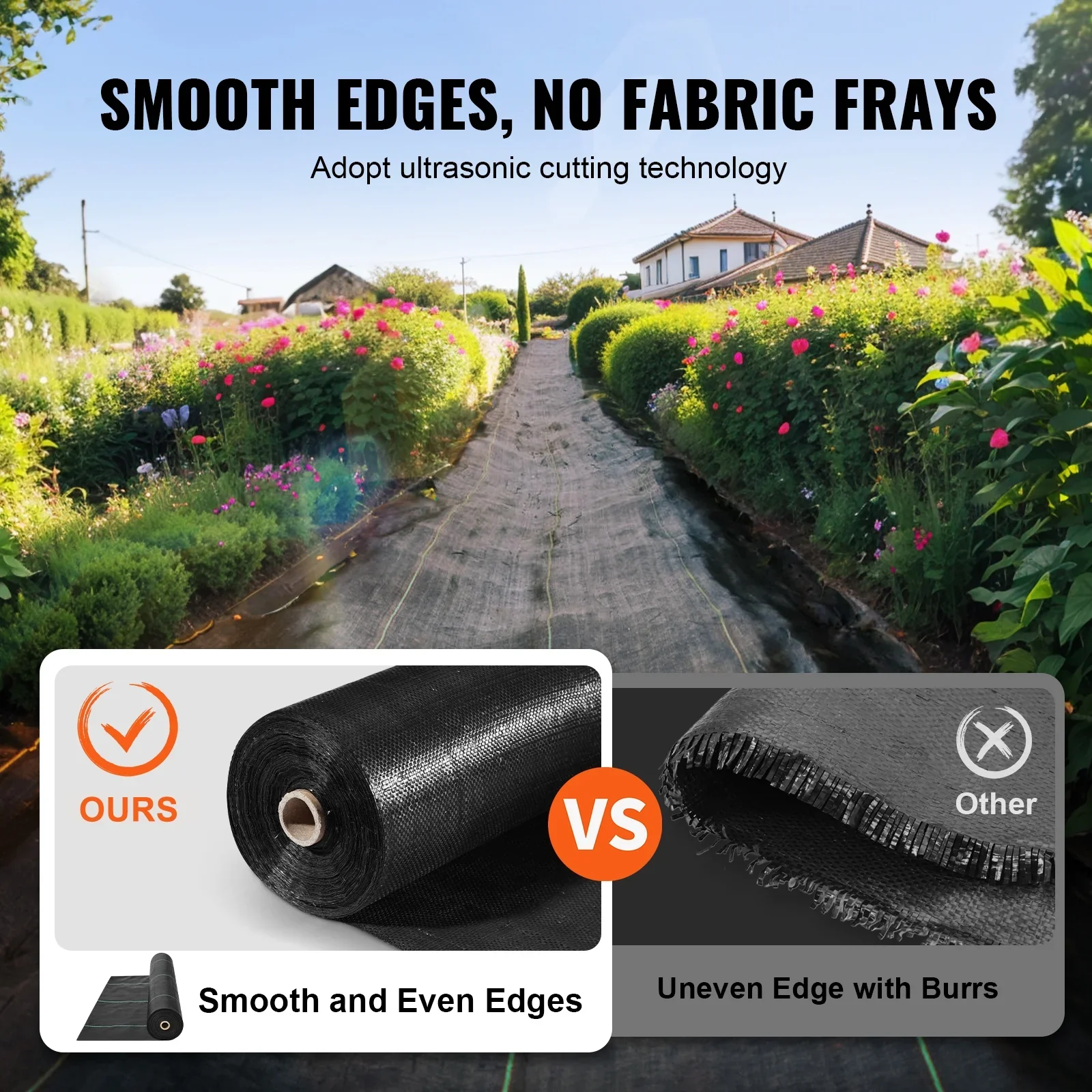 KFFKFF 4x250 FT Weed Barrier Landscape Material, 5 OZ Geotextile Fabric Beneath Gravel, Excellent Permeability for Weed Restriction Mat, Driveway Material, Garden Weed Control Fabric