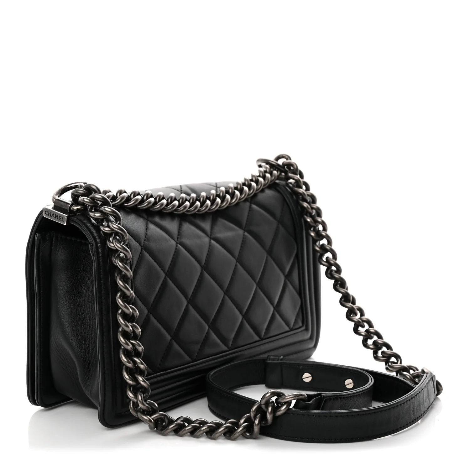 Calfskin Quilted Medium Boy Flap Black
