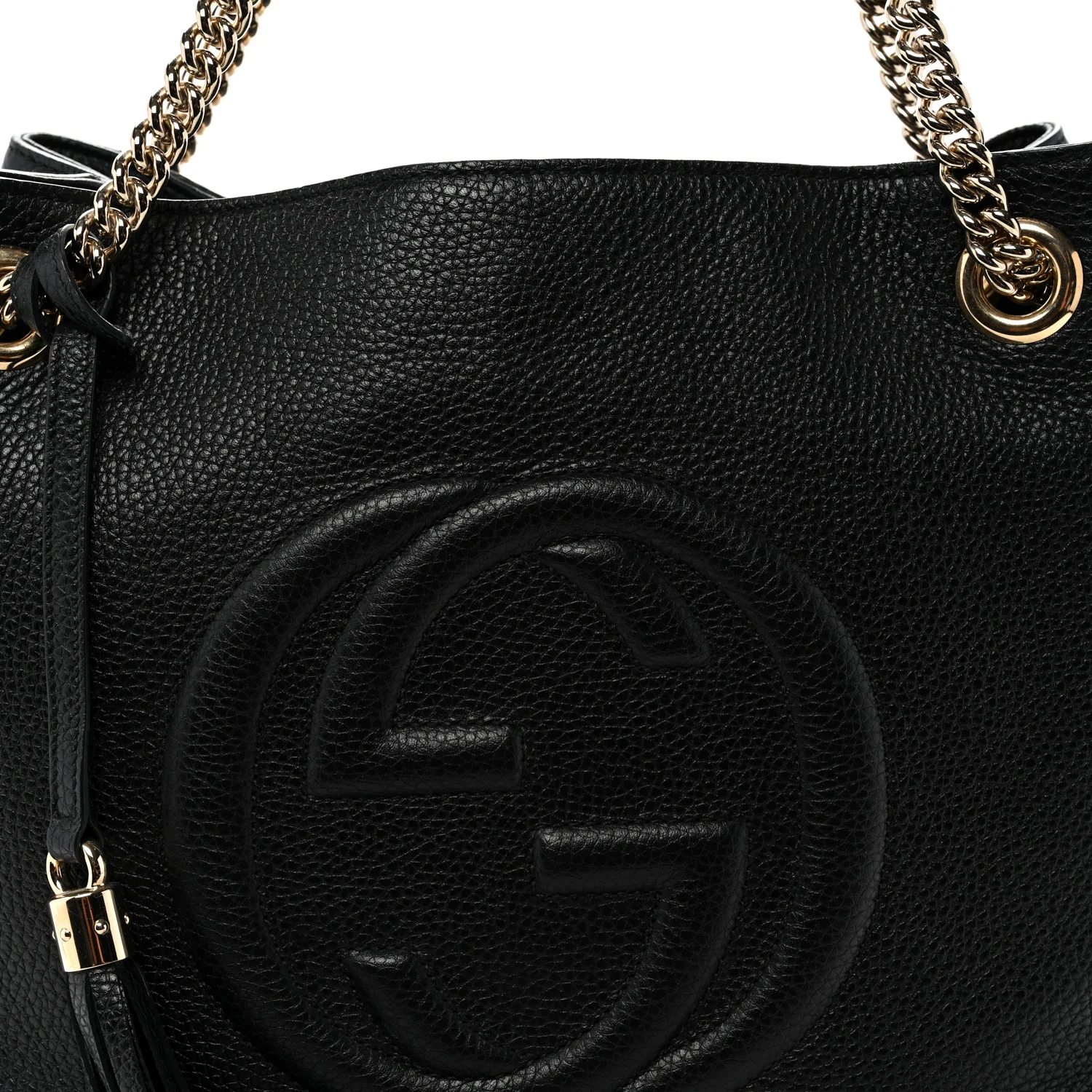 Pebbled Calfskin Medium Soho Chain Shoulder Bag Black