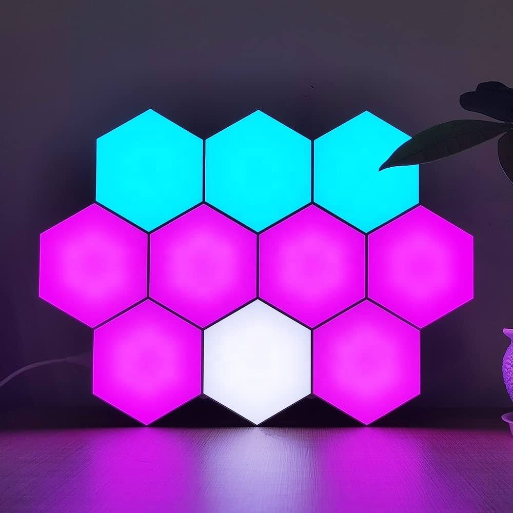 Hexoglow Hexagon LED Lights - Premium Set of Hexagon Wall Lights ��6 Pcs�� Remote Control and Touch Sensitivity, RGB Lighting, Aesthetic Room Decor,
