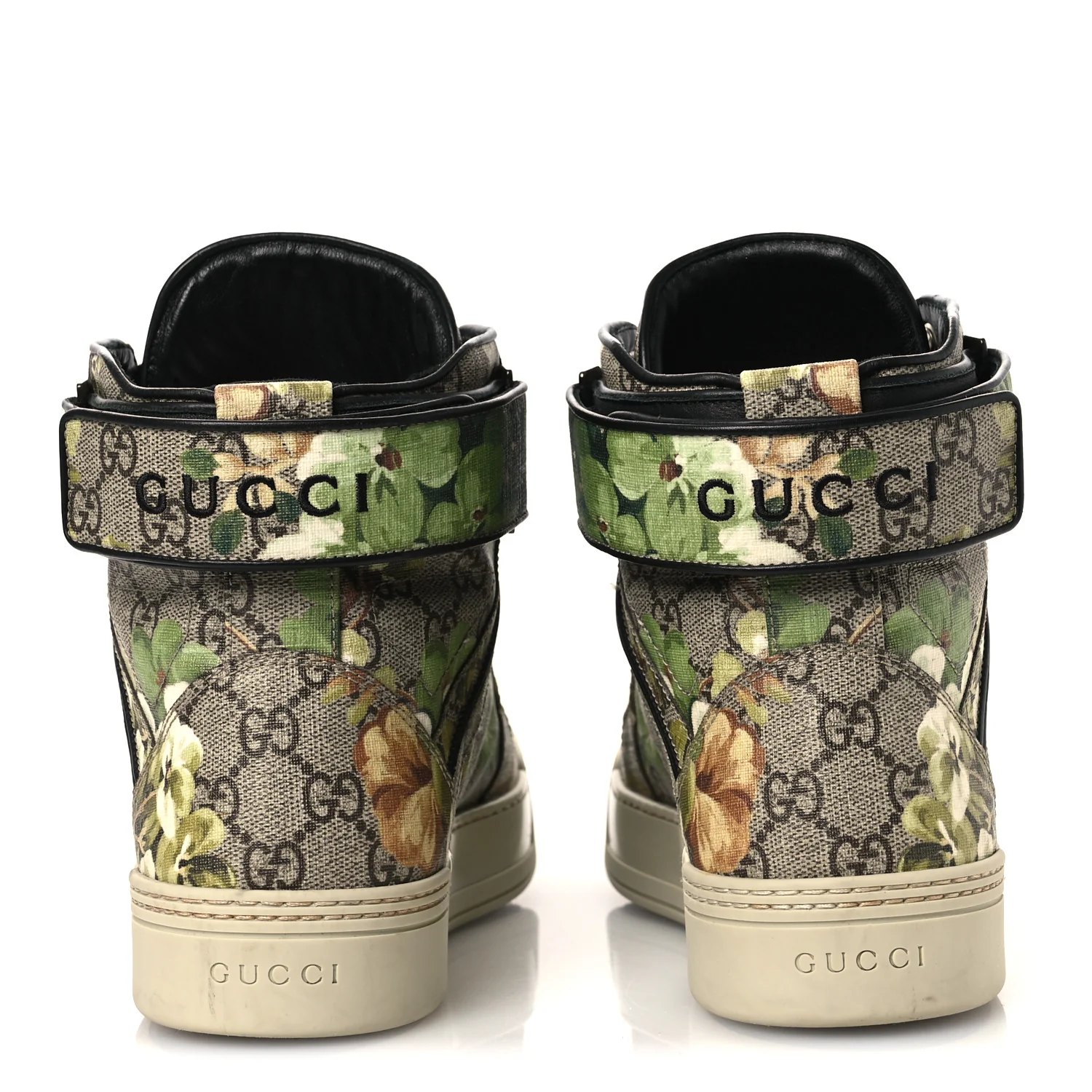 GG Monogram Blooms Web High Top Sneakers 8 Beige Green
