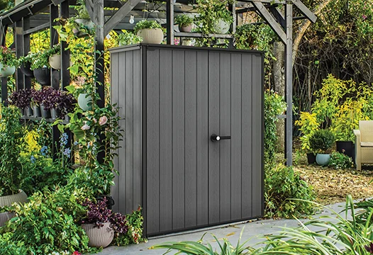 Cortina Alto Vertical Durable Resin Outdoor Storage Shed with Heavy Duty Floor and Locking Latch Double Doors, Graphite - Image 6