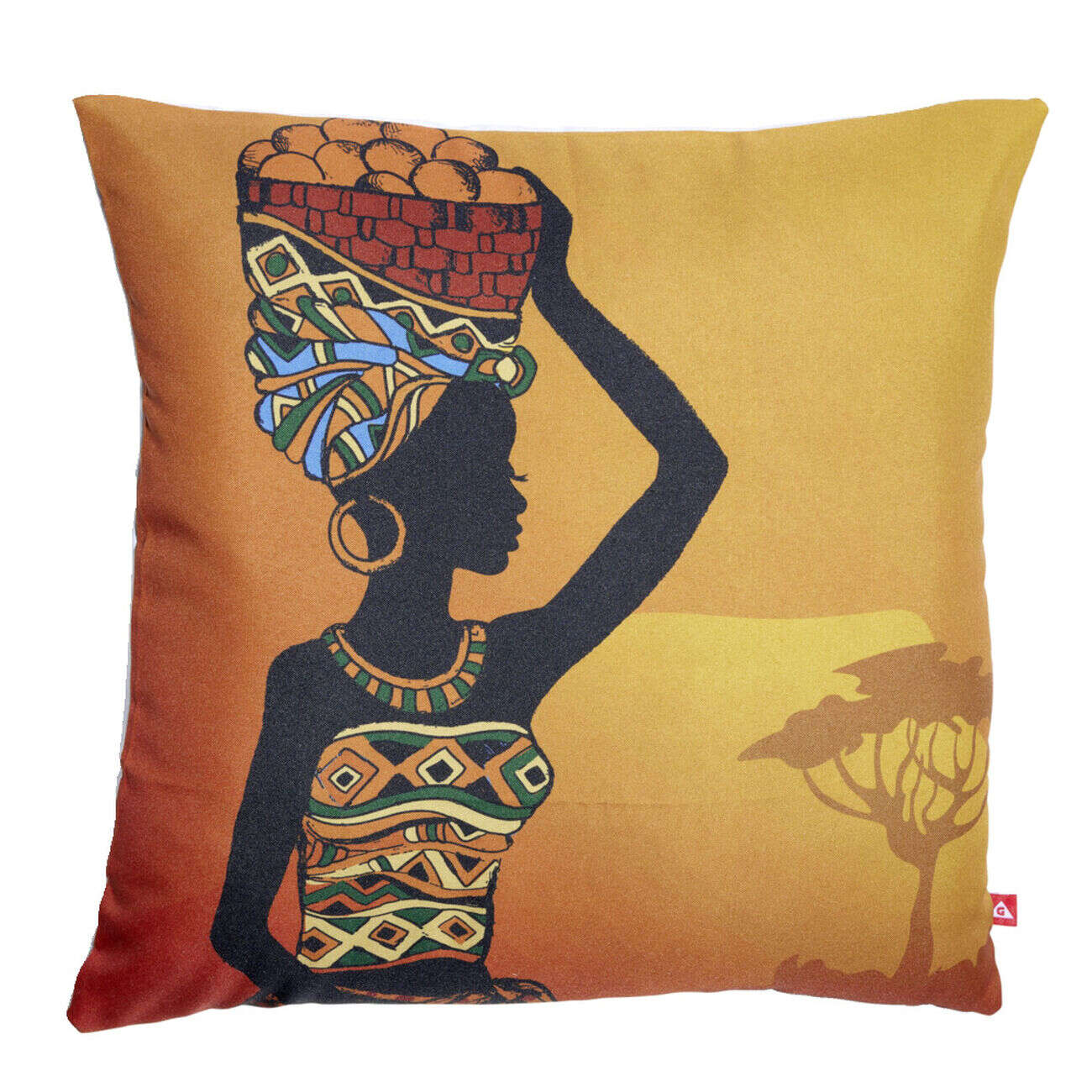 Housse coussin africaine 1 face imprimée 1 face unie 45x45cm - 4 modèles