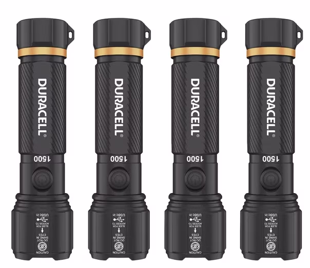 Duracell Hybrid Flashlight, 1500 Lumens, 4 - Count
