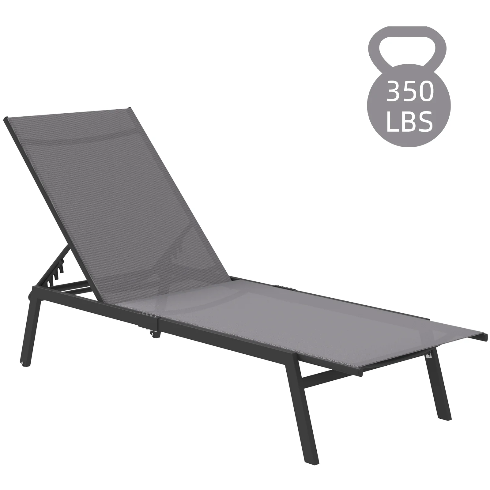 AECOJOY Patio Lounge Chairs, Outdoor Chaise Lounge with Wheels, Dark Grey