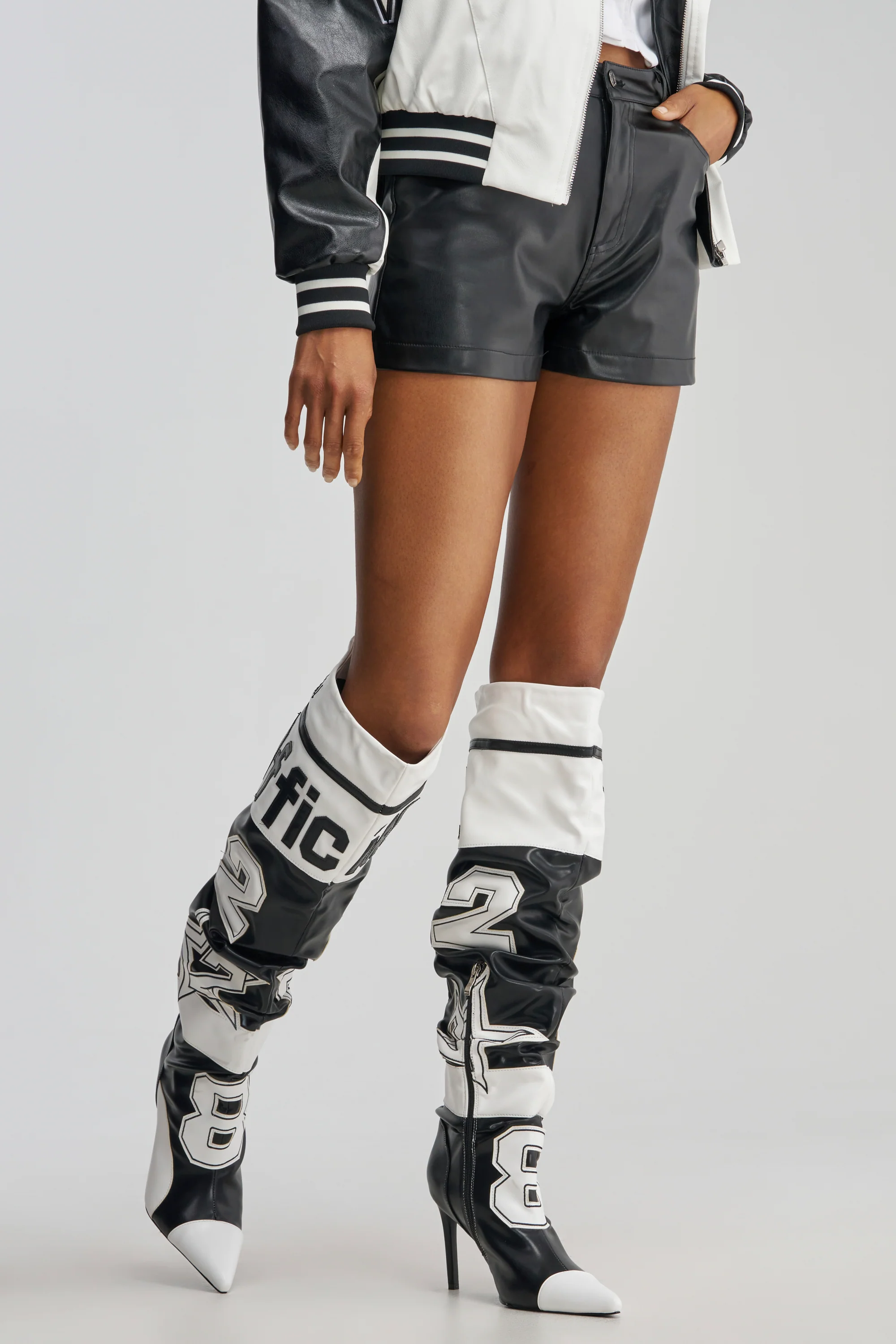 AKIRA GOLD HYPE COLOR BLOCKED SPORTY STILETTO BOOT - Akira Store
