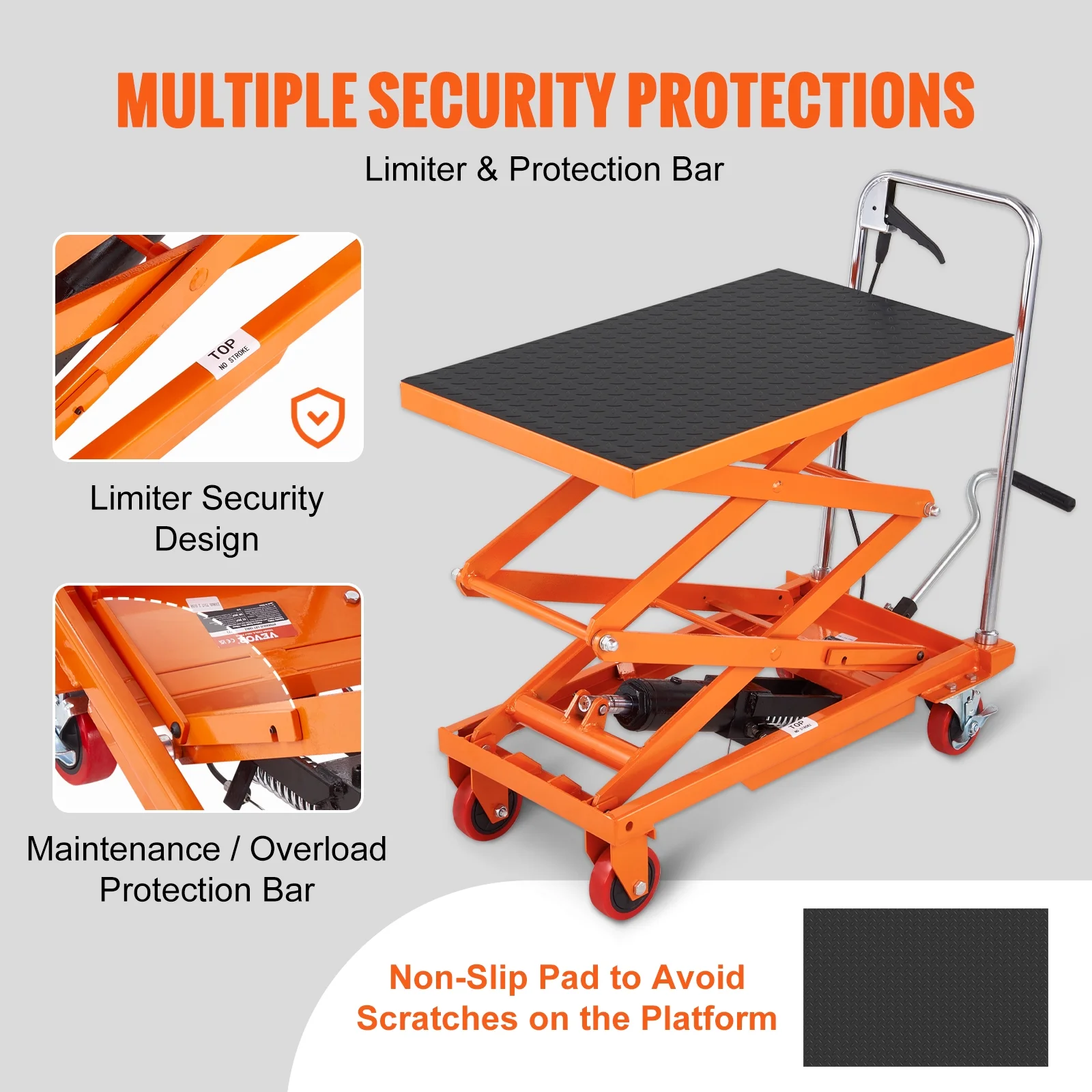 Hydraulic Lift Table Cart 330 lbs Manual Double Scissor Lift Table 50" - Image 4