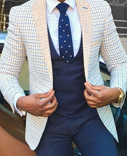 Blazer haute couture à carreaux à un bouton, coupe ajustée