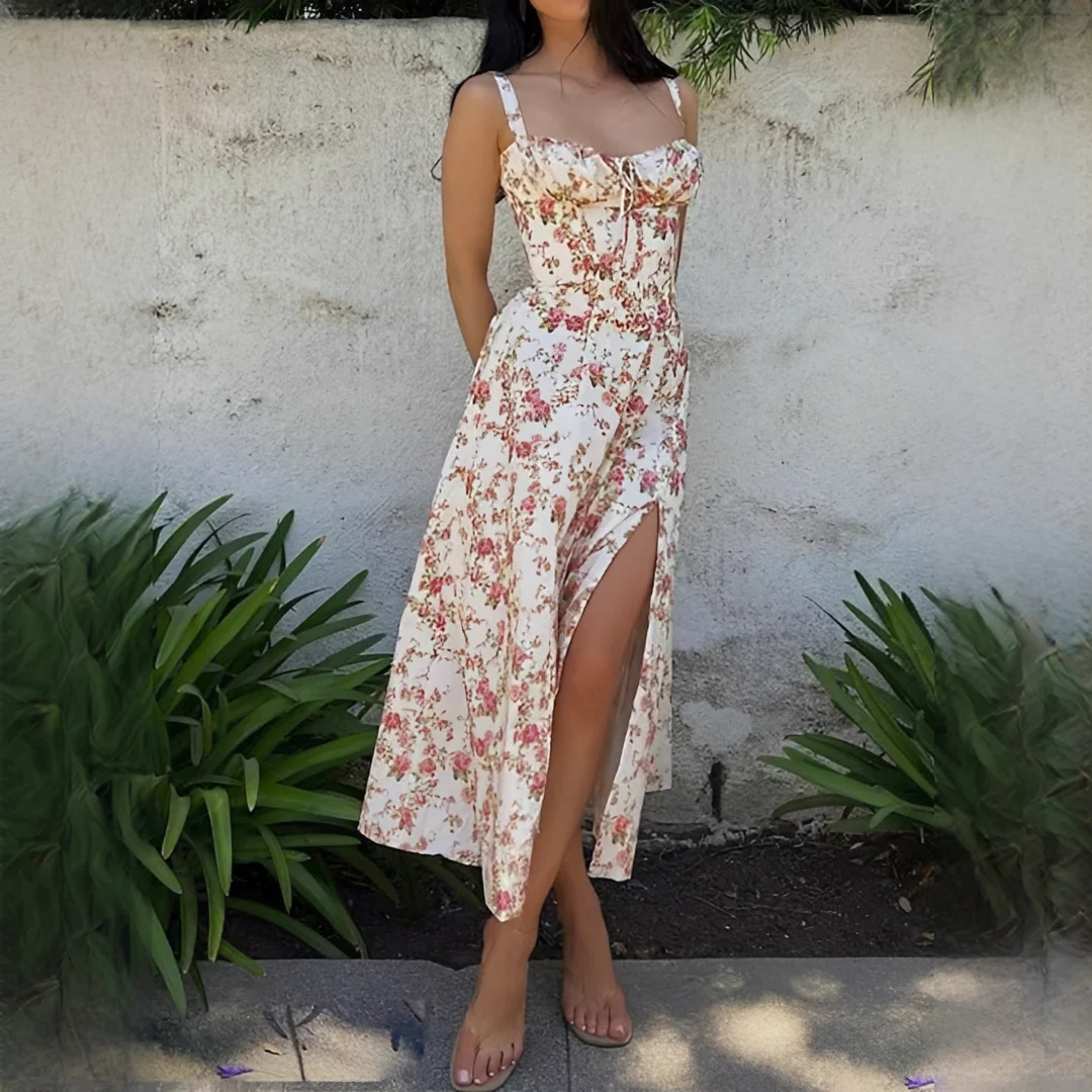 Quinny - Robe fleurie mi-longue