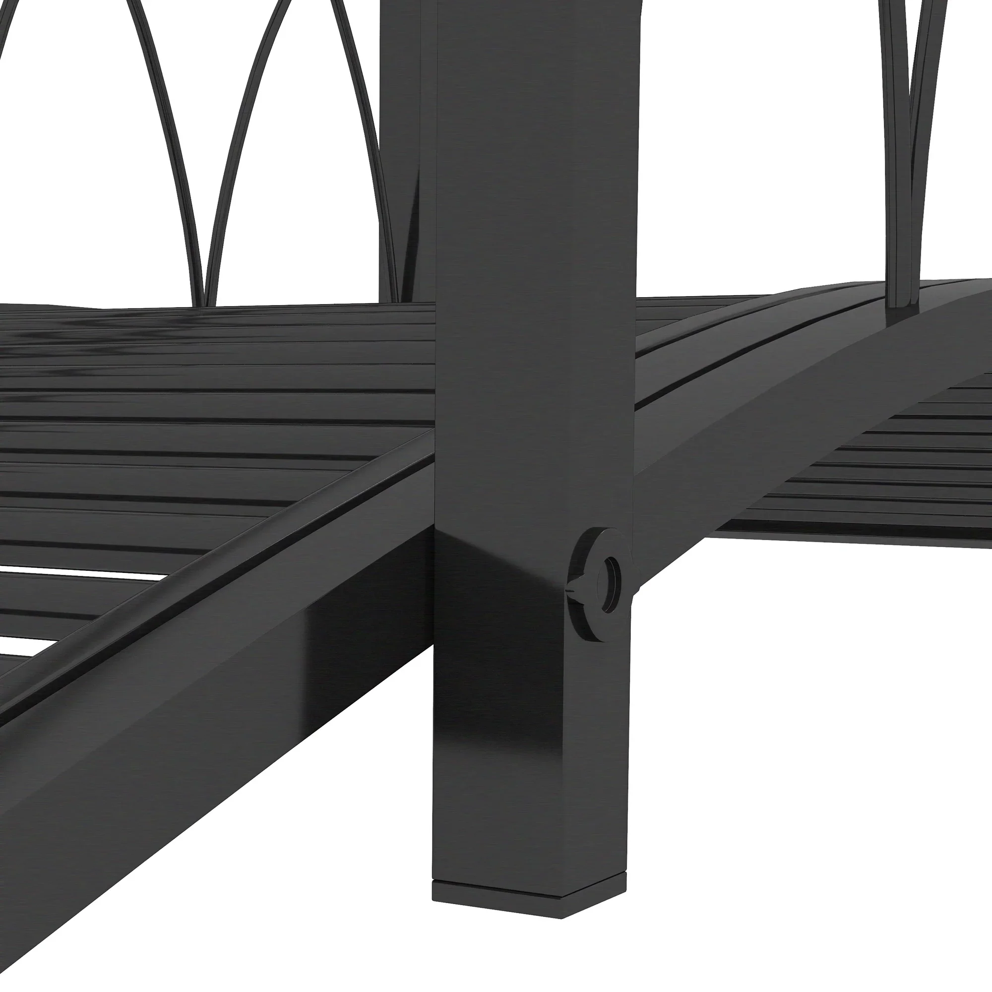 Outsunny 3.3' Metal Arch Zen Garden Bridge with Safety Siderails, Decorative Footbridge, Delicate Scrollwork & Corner Spheres for Stream, Black