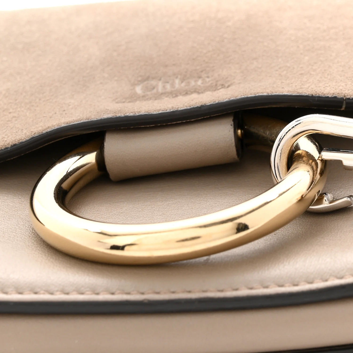 Suede Calfskin Small Faye Shoulder Bag Motty Grey