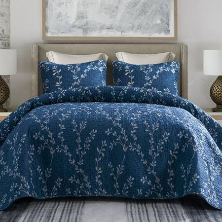Exclusivo Mezcla Microfiber Twin Size Quilt Set, 2 Piece Lightweight Bedspreads/ Coverlet/ Bedding Set with 1 Pillow Sham, Gradient Floral Pattern, (