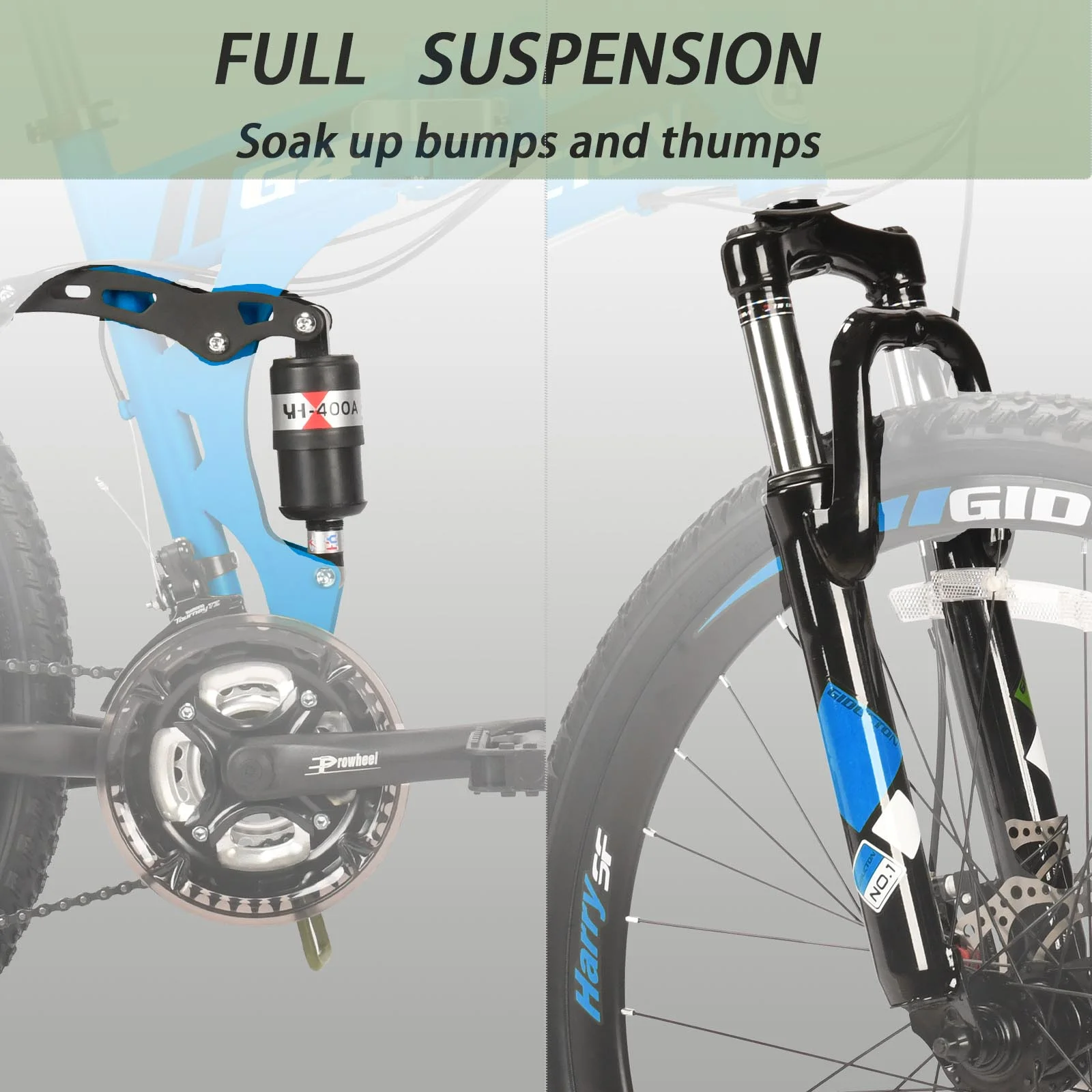 26”Full Suspension Folding Mountain Bike 21 Speed 17" Foldable Frame Bicycle Men or Women MTB for Afult Blue(Blue) - Image 2