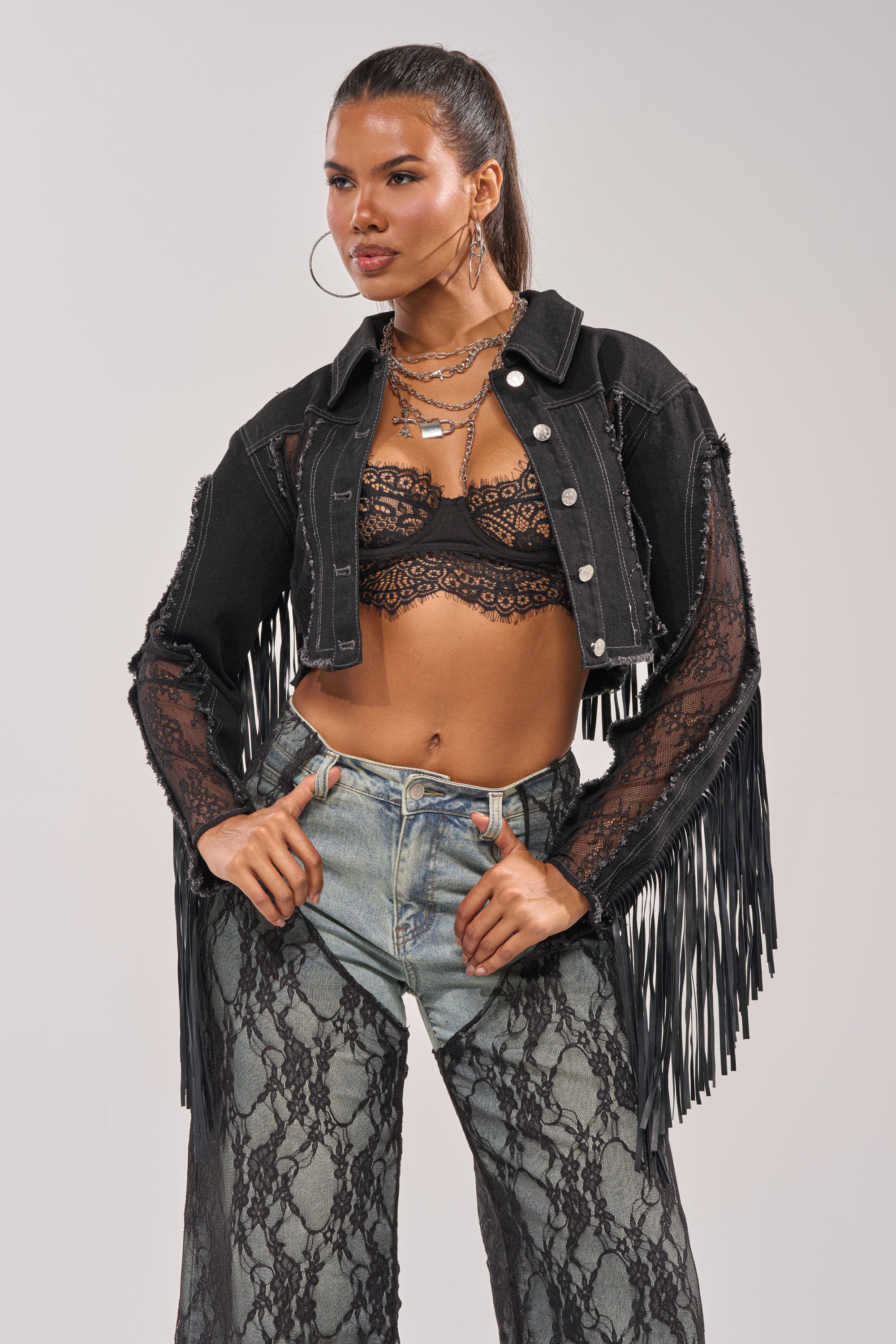LACED AND LOADED DENIM JACKET - Akira Store