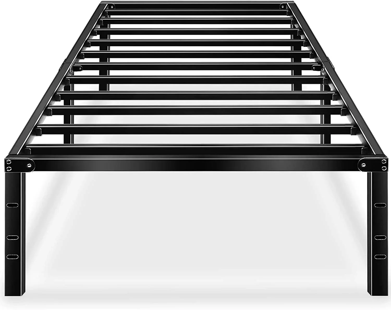 HAAGEEP Twin Platform Bed Frame 18 Tall, No Box Spring Needed with Storage, Black Metal