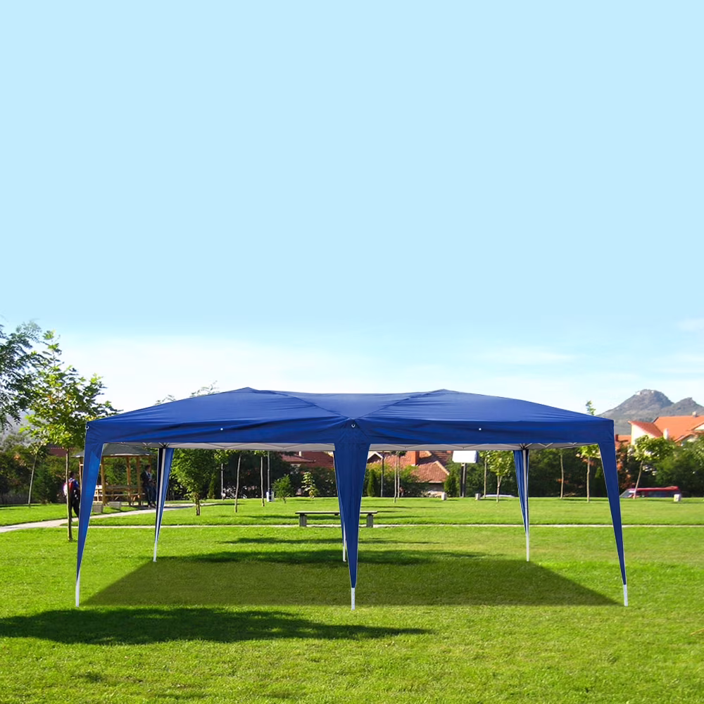Wedding Commercial Party Tent w/4 Removable Sidewalls, 10' x 20' Folding Outside Adjustable Height Outdoor Gazebo, Waterproof Sun Shade UV Protection Cover, for Garden Beach Pool BBQ, Blue, S11194